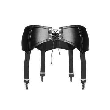 schwarzer Wetlook Strapsgürtel F034 von Noir Handmade