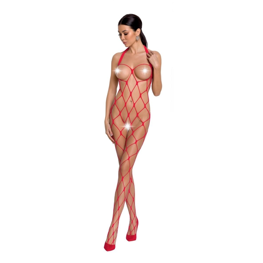 roter ouvert Bodystocking BS091 von Passion