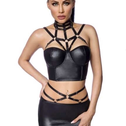 Harness-Wetlook-Set mit Rock XS-S