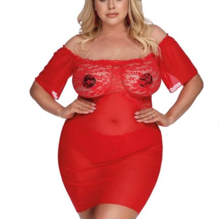 rotes Chemise AA052940 von Anais Apparel Plus Size
