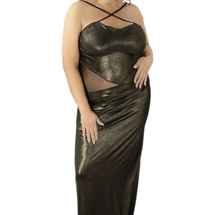 langes goldenes Wetlook-Kleid C/4001 von Andalea