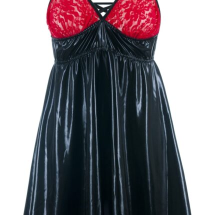 schwarz/rotes Wetlook Chemise SB/1003 Sexy Base Kollektion by Andalea