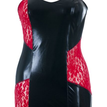 schwarz/rotes Wetlook Chemise SB/1006 54/56 Sexy Base