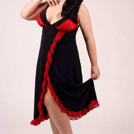 schwarz/rotes Chemise E/2002 von Andalea Dessous