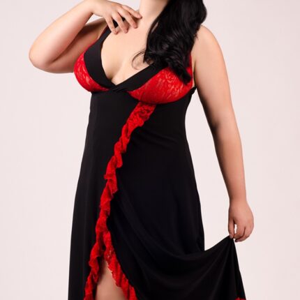 schwarz/rotes Chemise E/2002 54/56 von Andalea Dessous