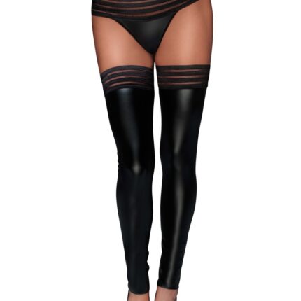 Powerwetlook Stockings mit elastischen Bändern F158 - L