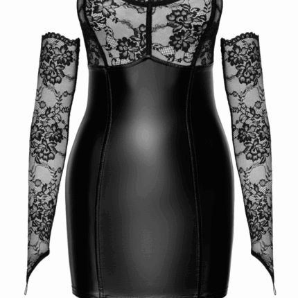 F340 Wetlook Minikleid mit Spitze - XL