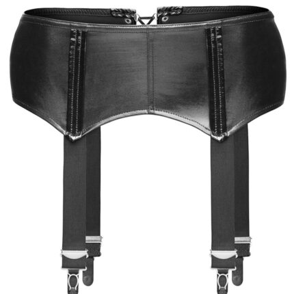schwarzer Wetlook Strapsgürtel F034 von Noir Handmade
