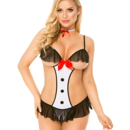 schwarz/weißer Body ouvert 1880 von Softline Customes Collection
