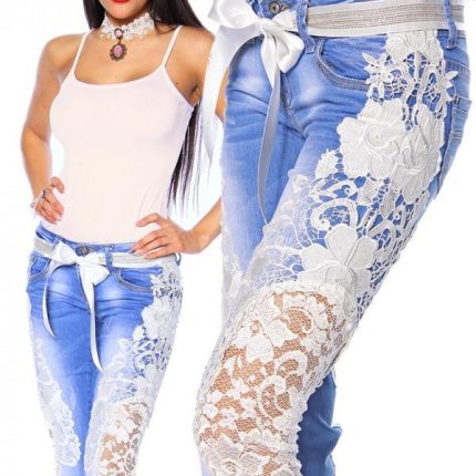 Capri-Jeans mit Spitze 34