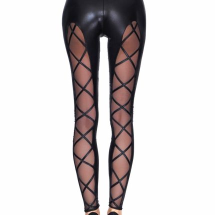schwarze Wetlook Leggings Camiri XL