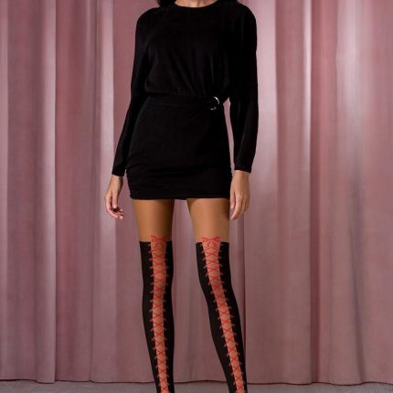 Strumpfhose TI114 schwarz/rot - 3/4