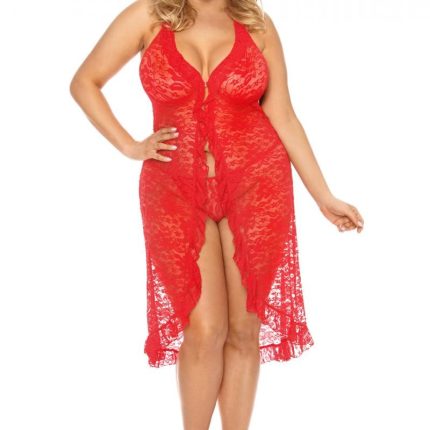 rotes langes Kleid AA052066 - XL/2XL - Größe XL