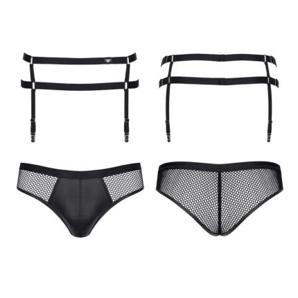 Slip + Strumpfhaltergürtel CRDSET004 schwarz Crossdresser - S - Größe S