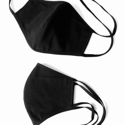Baumwollmaske 2-lagig zum binden Cup Form schwarz - STANDARD 100 by OEKO-TEX - Größe 100