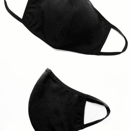 Baumwollmaske 2-lagig Ohrenträger Cup Form schwarz - STANDARD 100 by OEKO-TEX - Größe 100