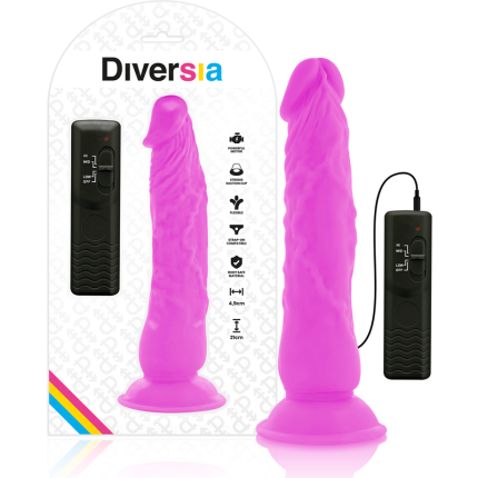 DIVERSIA - FLEXIBLER VIBRIERENDER DILDO LILA 21 CM -O- 4.9 CM - Größe 21