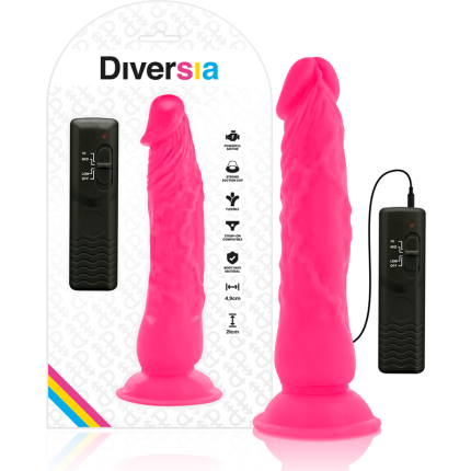 DIVERSIA - FLEXIBLER VIBRIERENDER DILDO ROSA 21 CM -O- 4.9 CM - Größe 21