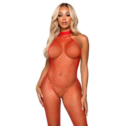 Le Frivole Bodystocking Racer-Hals Einheitsgröße Rot