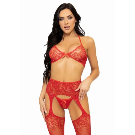 Dreiteiliges Set BH String und Strumpf