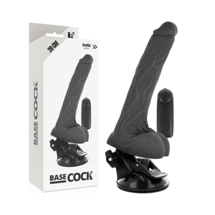 BASECOCK - REALISTISCHER VIBRATOR MIT FERNBEDIENUNG SCHWARZ MIT HODEN 20 CM -O- 4 CM - Größe 20