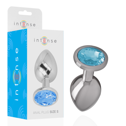 INTENSE - ANALSTECKER AUS ALUMINIUMMETALL MIT BLAUEM KRISTALL, GRÖSSE S - Größe S