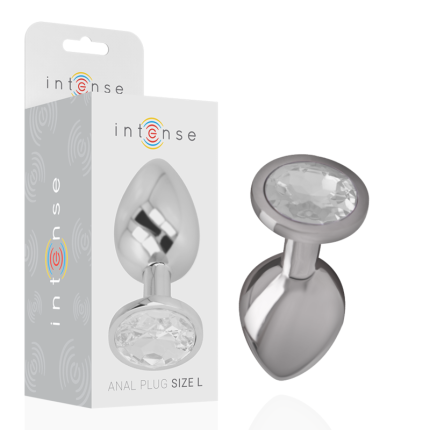 INTENSE - ANALPLUG AUS ALUMINIU MMETALL MIT SILBERNEM KRISTALL, GRÖSSE L - Größe L