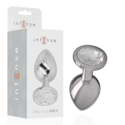 INTENSE - ANALPLUG AUS ALUMINIU MMETALL MIT SILBERNEM KRISTALL, GRÖSSE S - Größe S