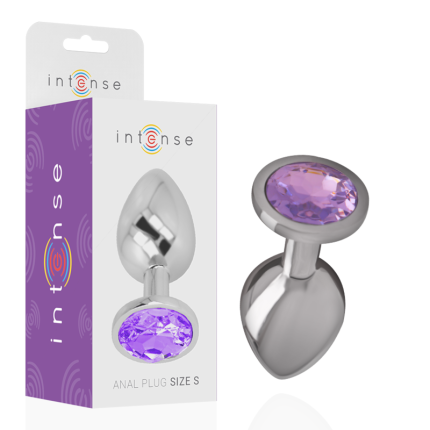INTENSE - ANALPLUG AUS ALUMINIUMMETALL MIT VIOLETTEM KRISTALL, GRÖSSE L - Größe L