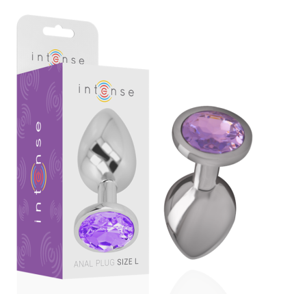 INTENSE - ANALPLUG AUS ALUMINIUMMETALL MIT VIOLETTEM KRISTALL, GRÖSSE S - Größe S