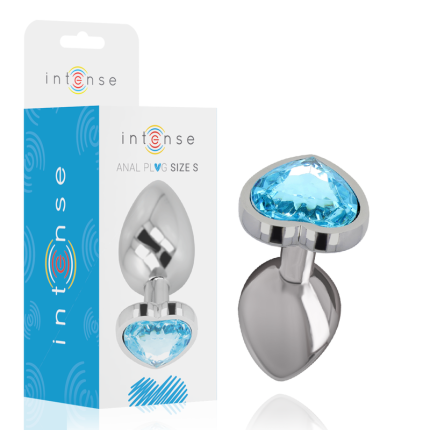 INTENSE - ALUMINIUM-METALL-ANAL-STECKER, BLAUES HERZ, GRÖSSE S - Größe S