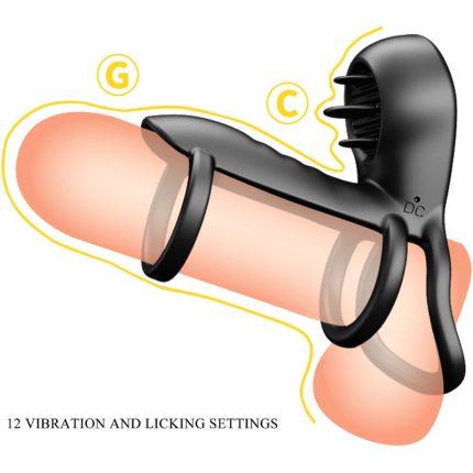 PRETTY LOVE - JAMMY PENIS-HÜLLE 12 VIBRATIONEN MIT WIEDERAUFLADBARER SILIKON-ZUNGE - Größe 12