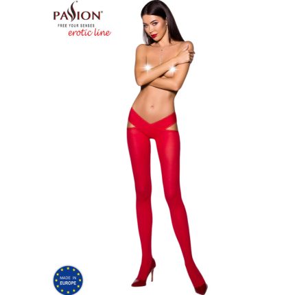 PASSION - TIOPEN 005 ROTE STRUMPFHOSE 1/2 60 DEN - Größe 005
