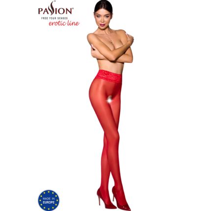 PASSION - TIOPEN 008 ROTE STRUMPFHOSE 3/4 30 DEN - Größe 008