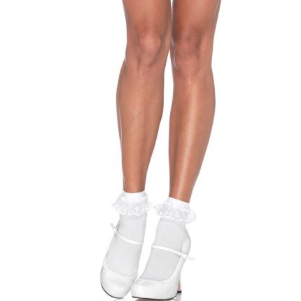 Weiße Spitzenrüschensocken