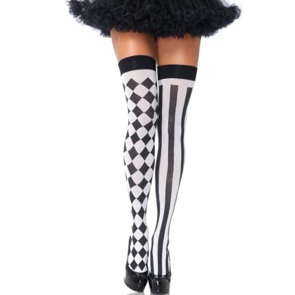 Schwarz Weiße Arlequin Hohe Socken