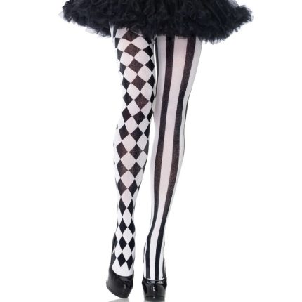 Schwarz Weiße Harlekin-Strumpfhose