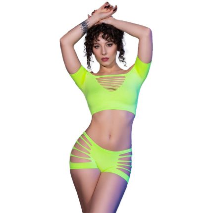 CHILIROSE - CR 4433 TOP & SHORTS GRÜN S/M - Größe S