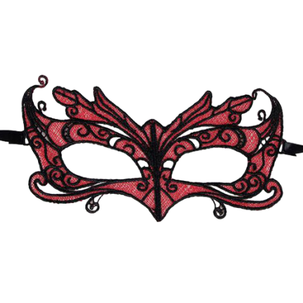 QUEEN LINGERIE - SPITZENMASKE MIT ROTEN DETAILS
