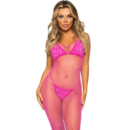 Langes Netzkleid Pink