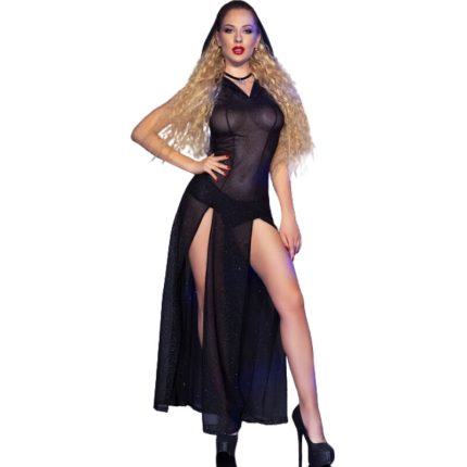 Langes Kleid mit Kapuze - Größe M