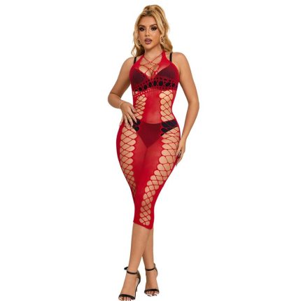 Langes rotes Netz-Kleid