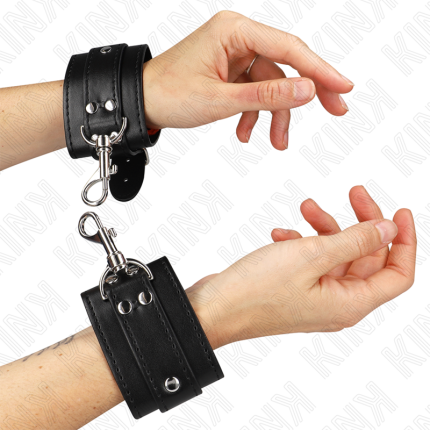 KINK - ABSCHLIEßBARE DUNGEON HANDGELENKSFESSELN SCHWARZ VERSTELLBAR 21-28 CM X 5,5 CM - Größe X