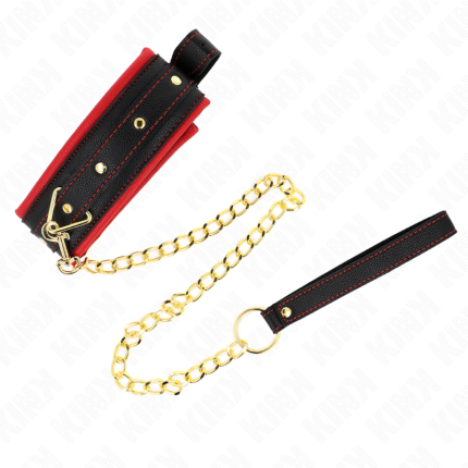 KINK - HALSBAND MIT LEINE AUS EINFACHER STOFF, VERSTELLBAR 33-48 CM X 5,7 CM - Größe X