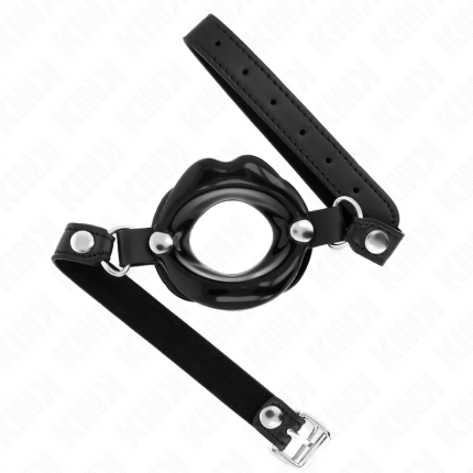 KINK - LIP 8 CM KNEBEL MIT SCHWARZEM KUNSTLEDERBAND 63 x 2 CM VERSTELLBAR 39-58 CM - Größe X
