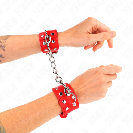 Armbänder mit doppelter Reihe verstellbarer Nieten rot