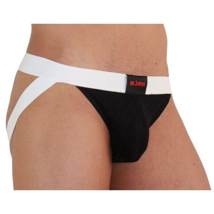 004 Jock glänzend schwarz weiss - Größe L
