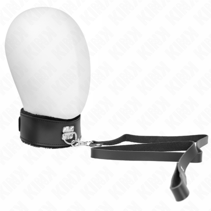 KINK - HALSKETTE MIT GÜRTEL 116 CM MIT SCHWARZEM LEDERBAND VERSTELLBAR 40-48 CM X 6 CM - Größe X