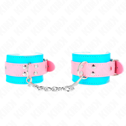 KINK - SÜßE HANDGELENKFESSELN BLAU/ROSA VERSTELLBAR 16-28 CM X 5 CM - Größe S