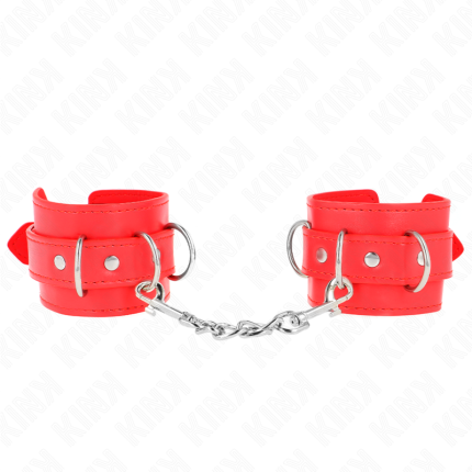 3 D-Ring Handgelenkfesseln verstellbar rot - Größe X